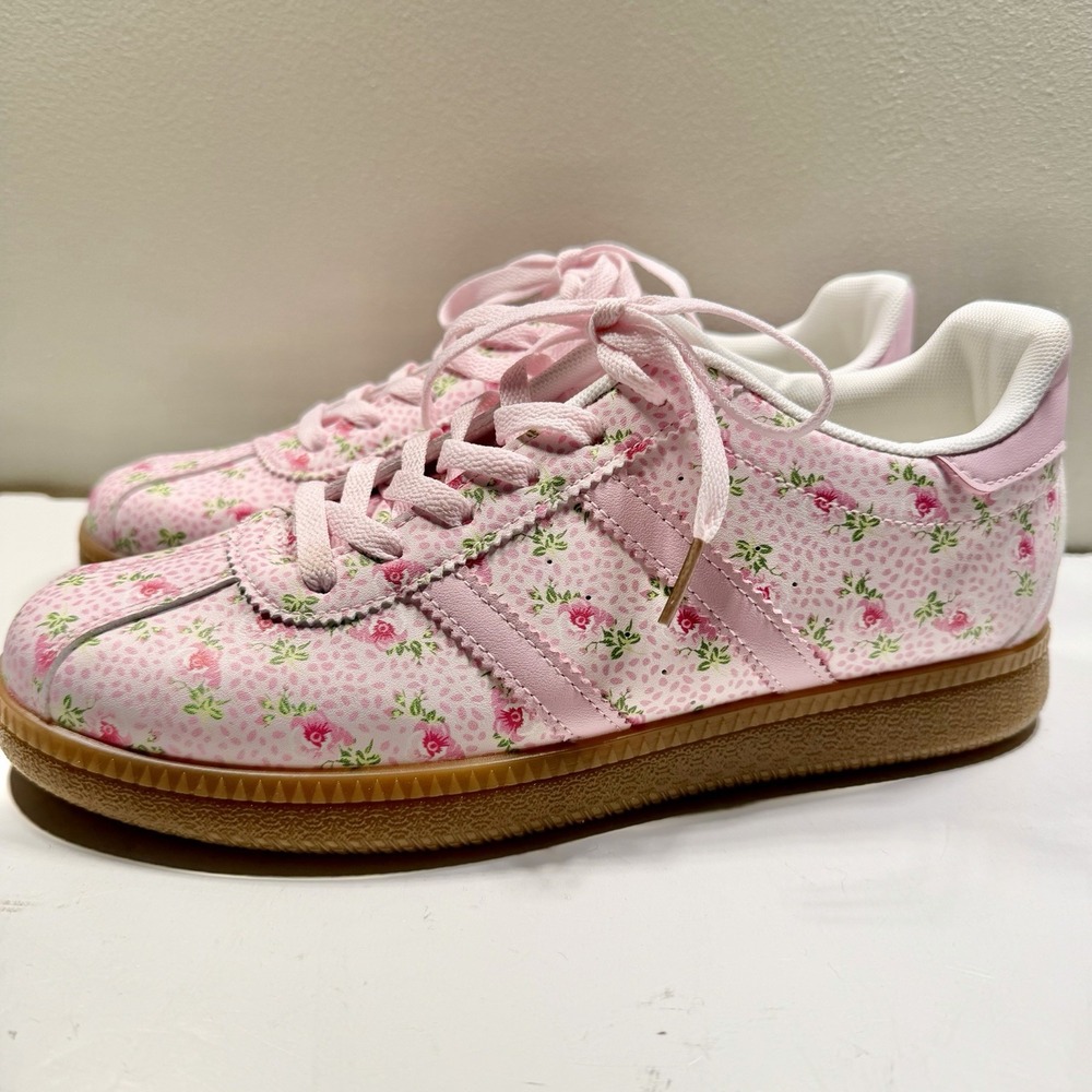 Pink Floral Sneakers NEW 9 By Lemonade Pink Laces